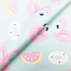 Sustainable Recycling Eco Friendly Customized Double-Sided Sanding Flamingo Tropical Printing Polyester Beach Towel  Fabric